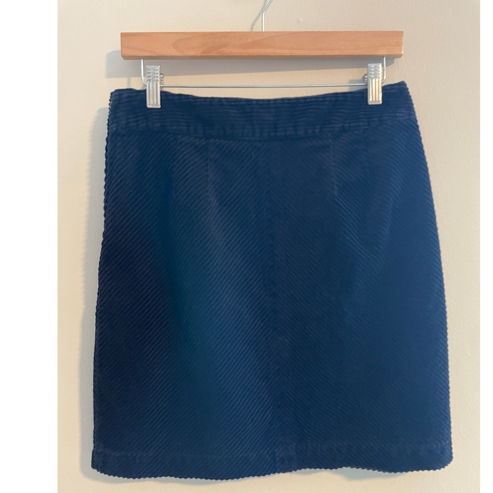 Talbots Petite Navy Blue Corduroy Mini Skirt Size 6P Diagonal Ribbed Pockets Zip